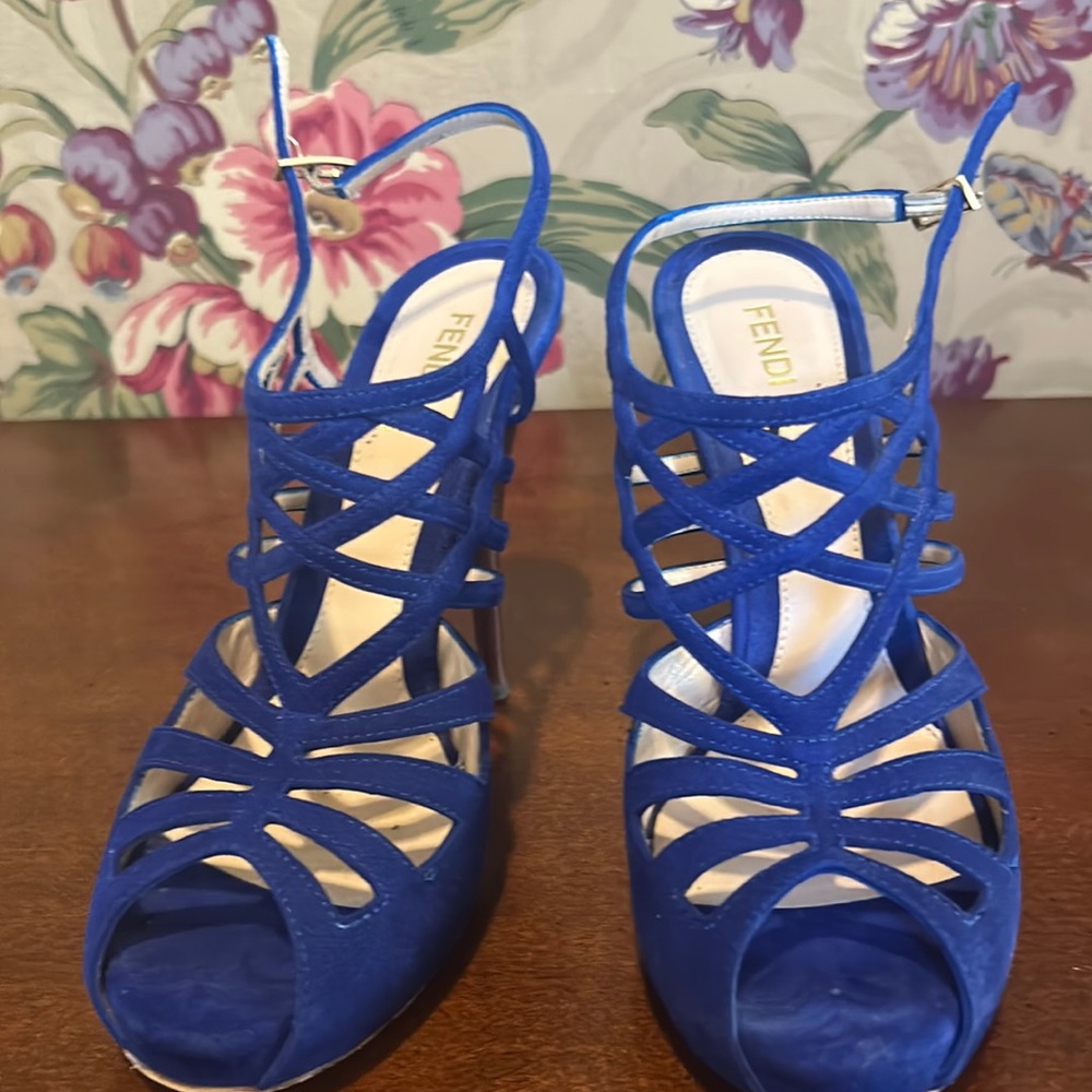Royal blue Fendi suede heels